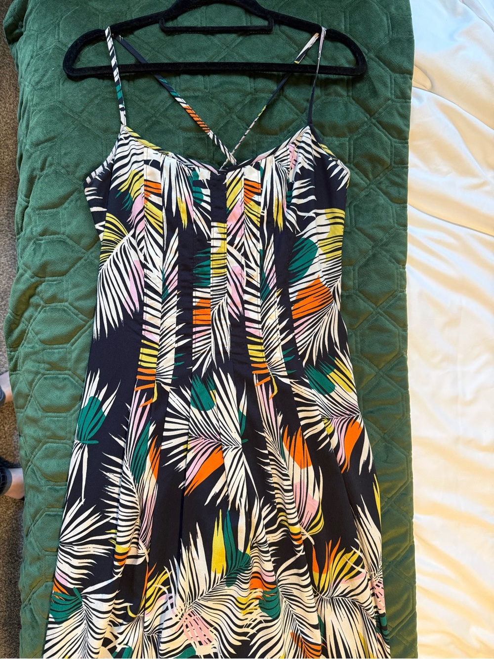 Banana Republic Navy Maxi Dress with Multicolor Tropical Leaf Print